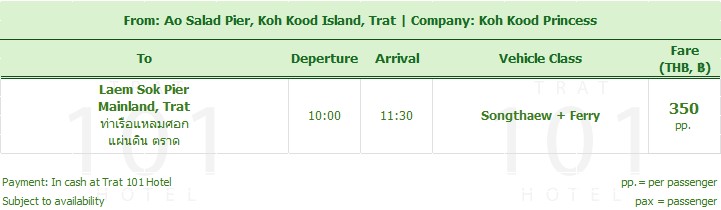 1600 KP Koh Kood Princess Ferry Sea Transfer from Koh Kood Island to Laem Sok Pier, Mainland Trat, Trat City