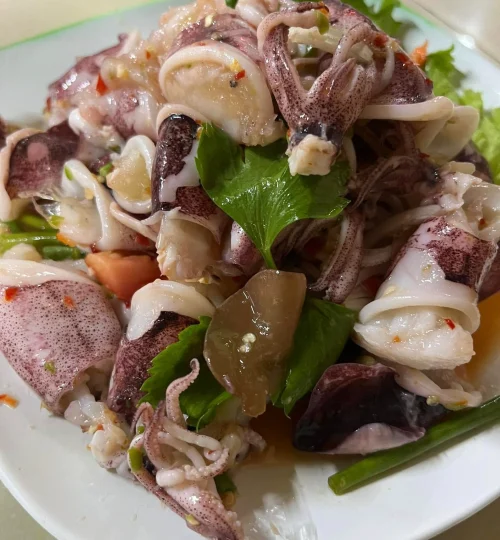 ยำปลาหมึกไข่ ร้านทิวธารา